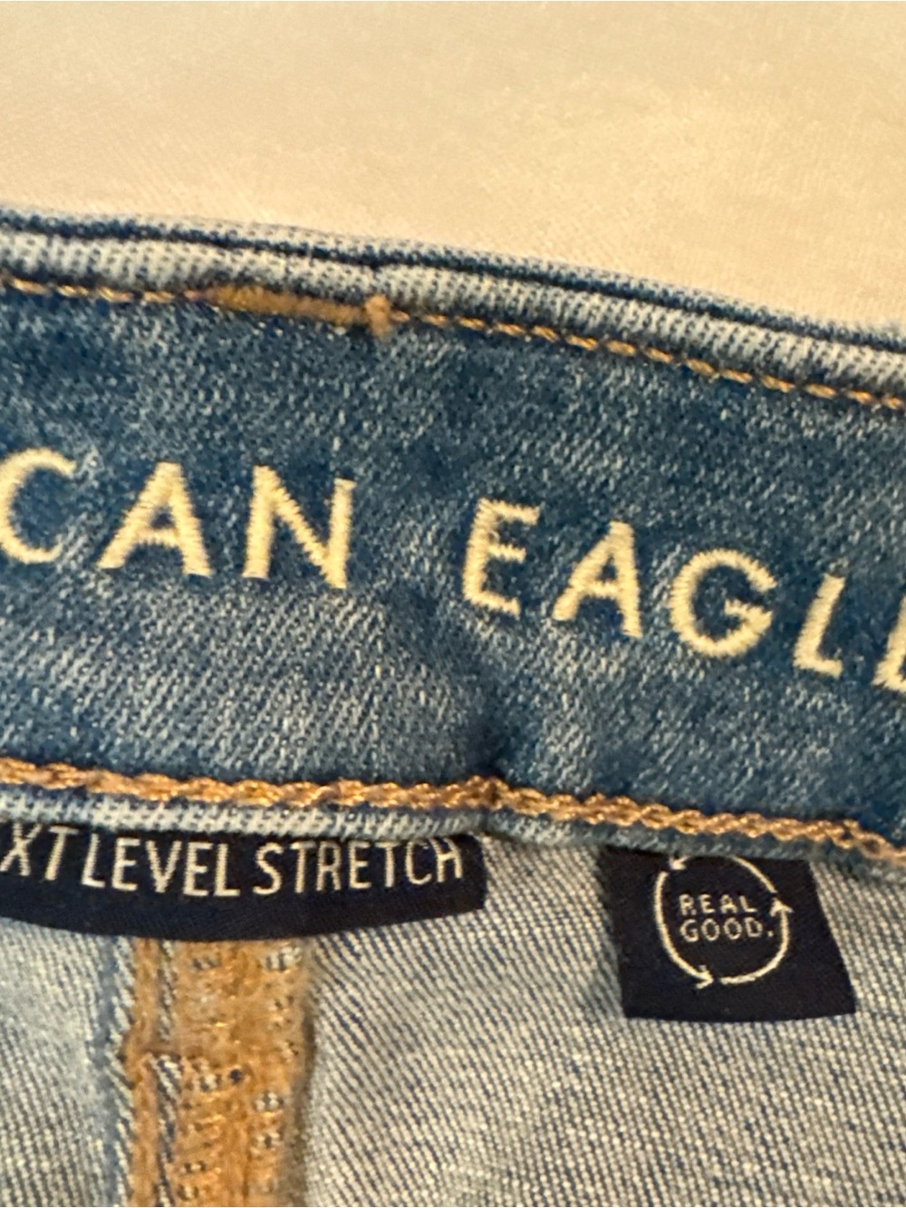 American Eagle Outfitters Light Blue Distressed Denim Shorts with White Lace - Picture 5 of 12